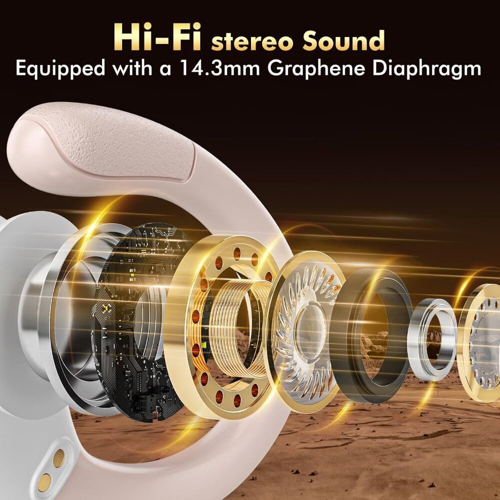 Rose Gold Bluetooth 5.3 Headset – Hi-Fi Stereo, Fast Charge, Waterproof - Picture 7 of 12